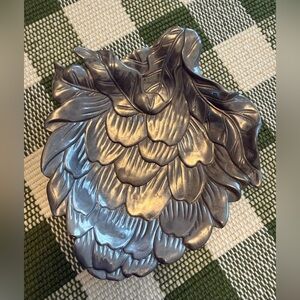 Fitz and Floyd Silver Metal Artichoke Design Plate 7”